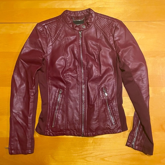 Express Jackets & Blazers - Express Deep Red Faux Leather Moto Jacket - Size S